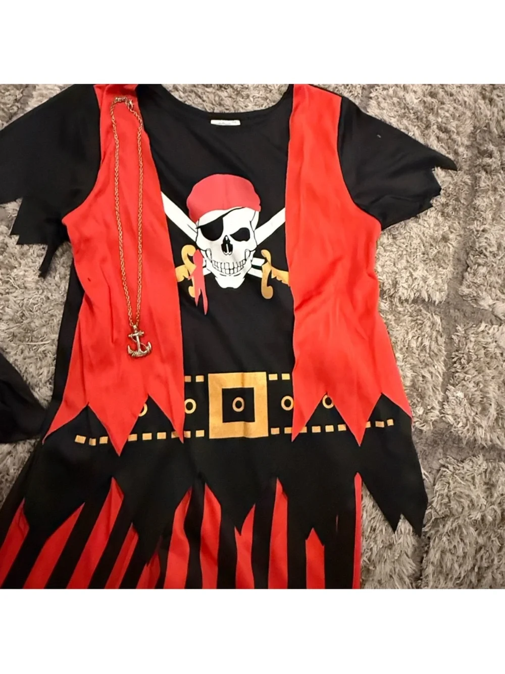 Kids Red and Black Pirate Costume with Accessories